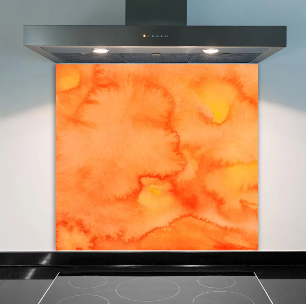 Orange Watercolour Glass Splashback