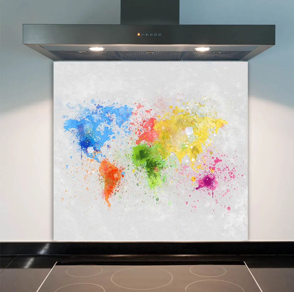 Painted Map Glass Splashback