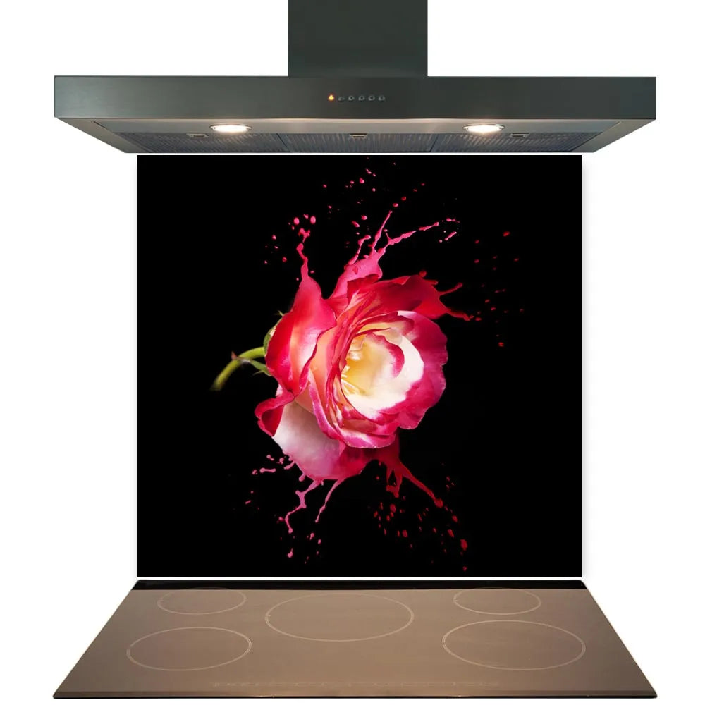 Pink Rose Glass Splashback