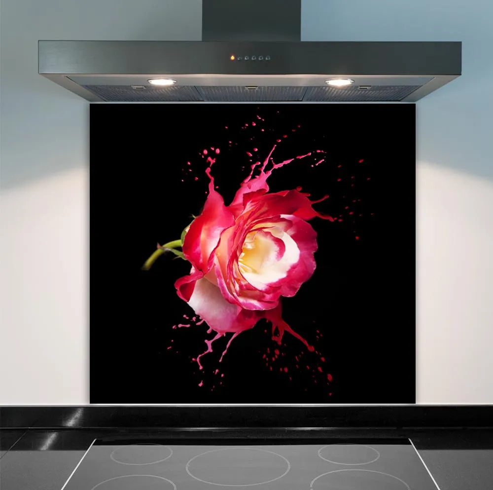 Pink Rose Glass Splashback