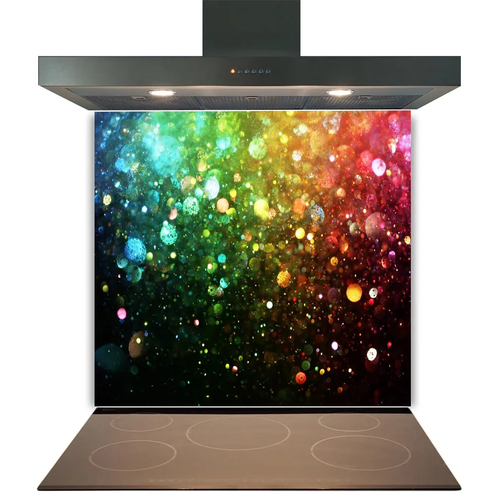 Rainbow Glitter Glass Splashback