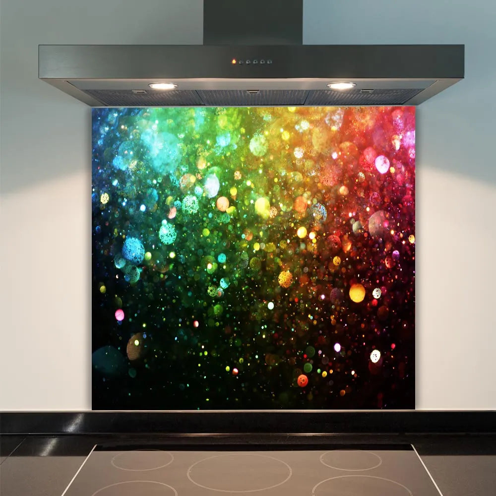 Rainbow Glitter Glass Splashback
