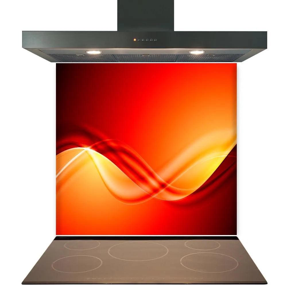 Red Waves Glass Splashback