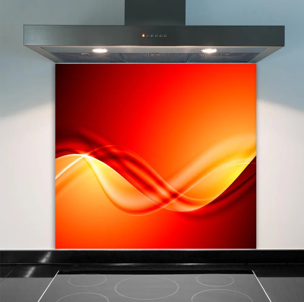 Red Waves Glass Splashback