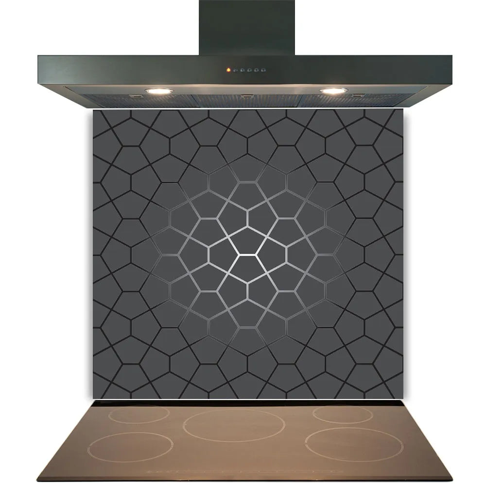 Silver Geometric Glass Splashback