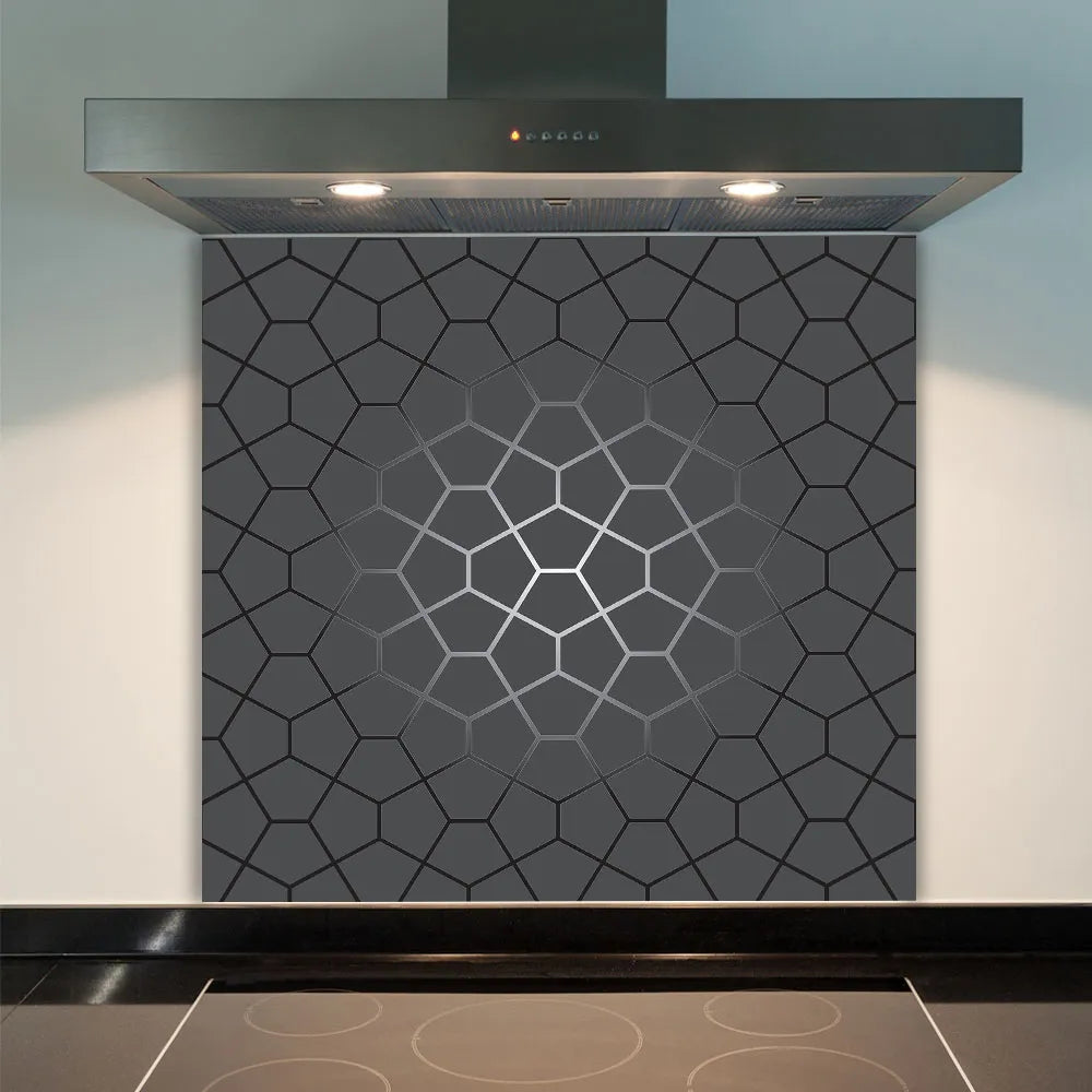 Silver Geometric Glass Splashback