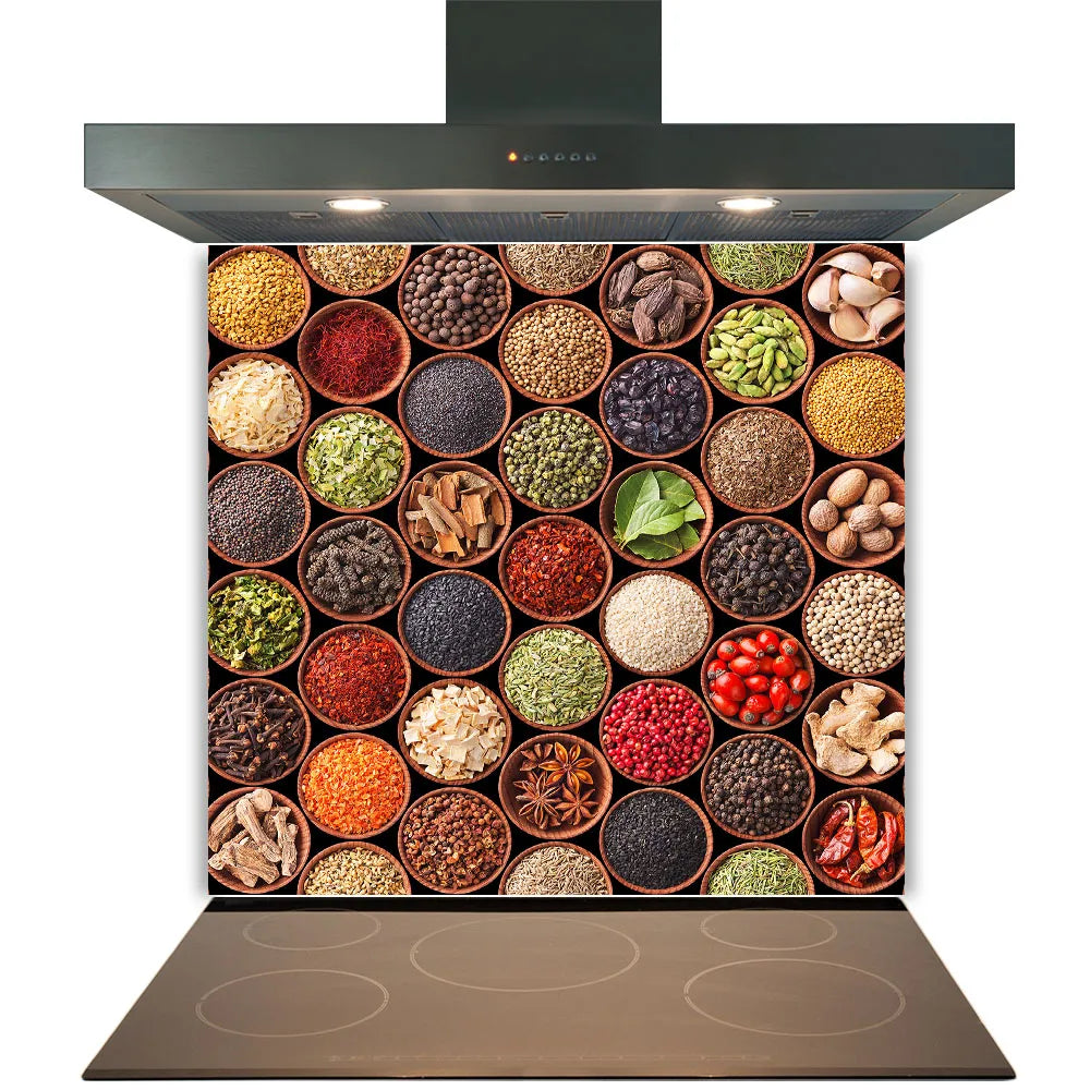Spice Pots Glass Splashback