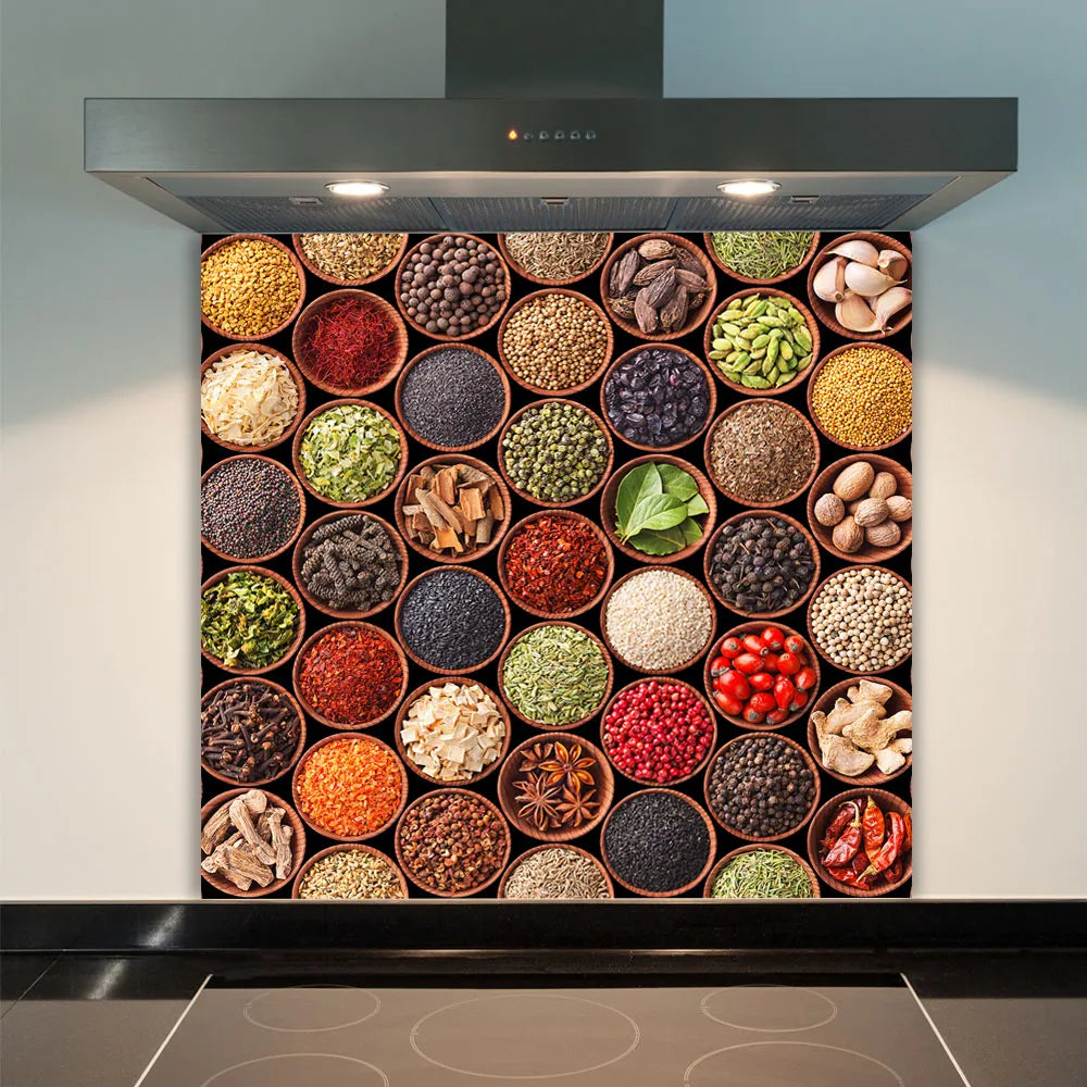 Spice Pots Glass Splashback