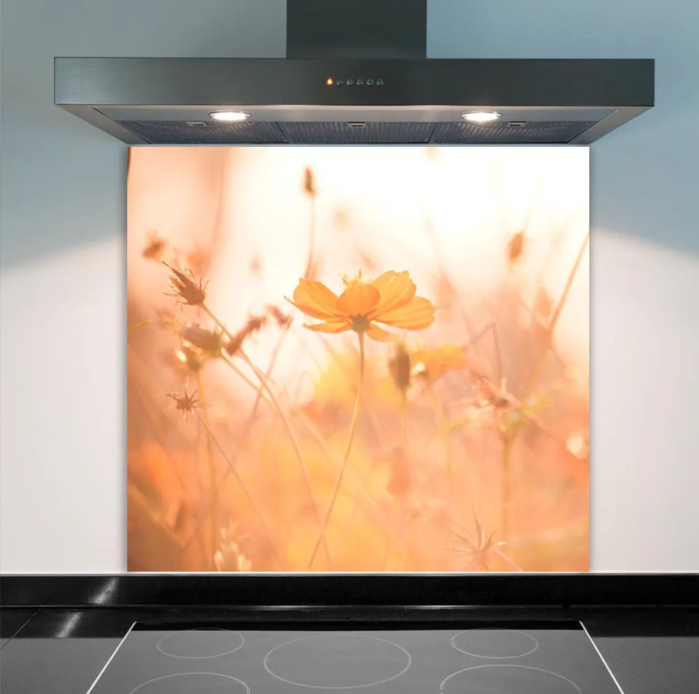 Sunset Flower Glass Splashback