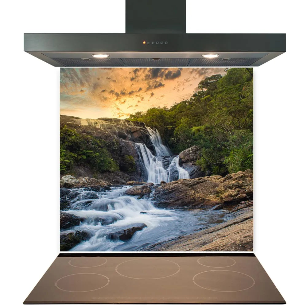 Sunset Waterfall Glass Splashback