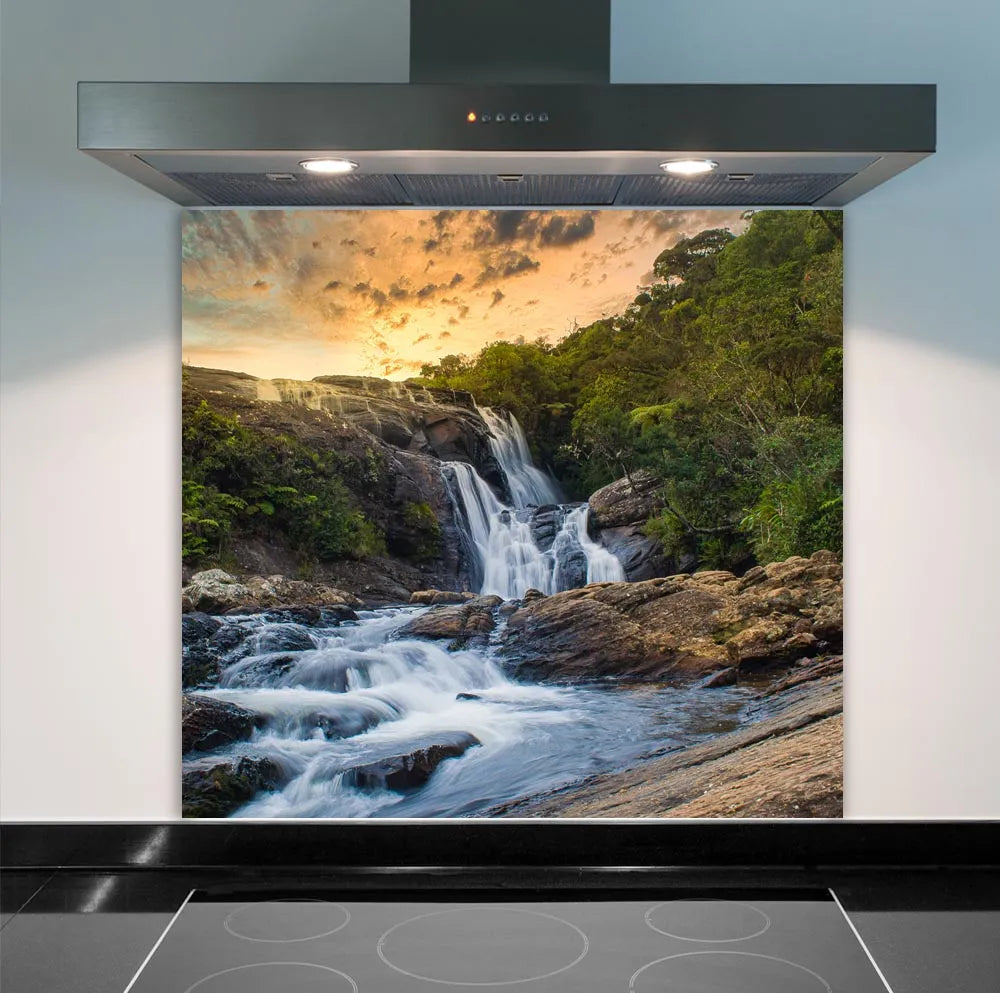 Sunset Waterfall Glass Splashback
