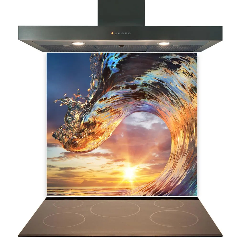 Sunset Wave Glass Splashback