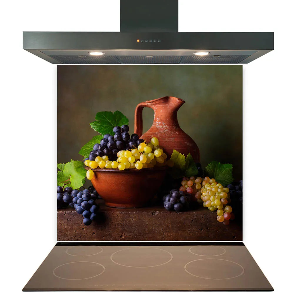 Terracotta Grapes Glass Splashback