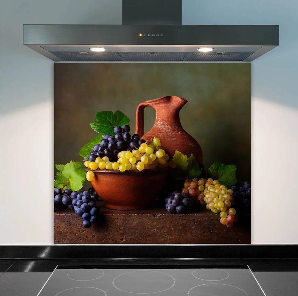 Terracotta Grapes Glass Splashback
