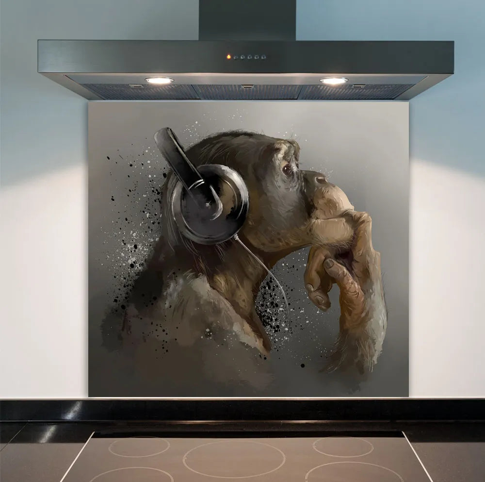 Thoughtful Monkey Glass Splashback