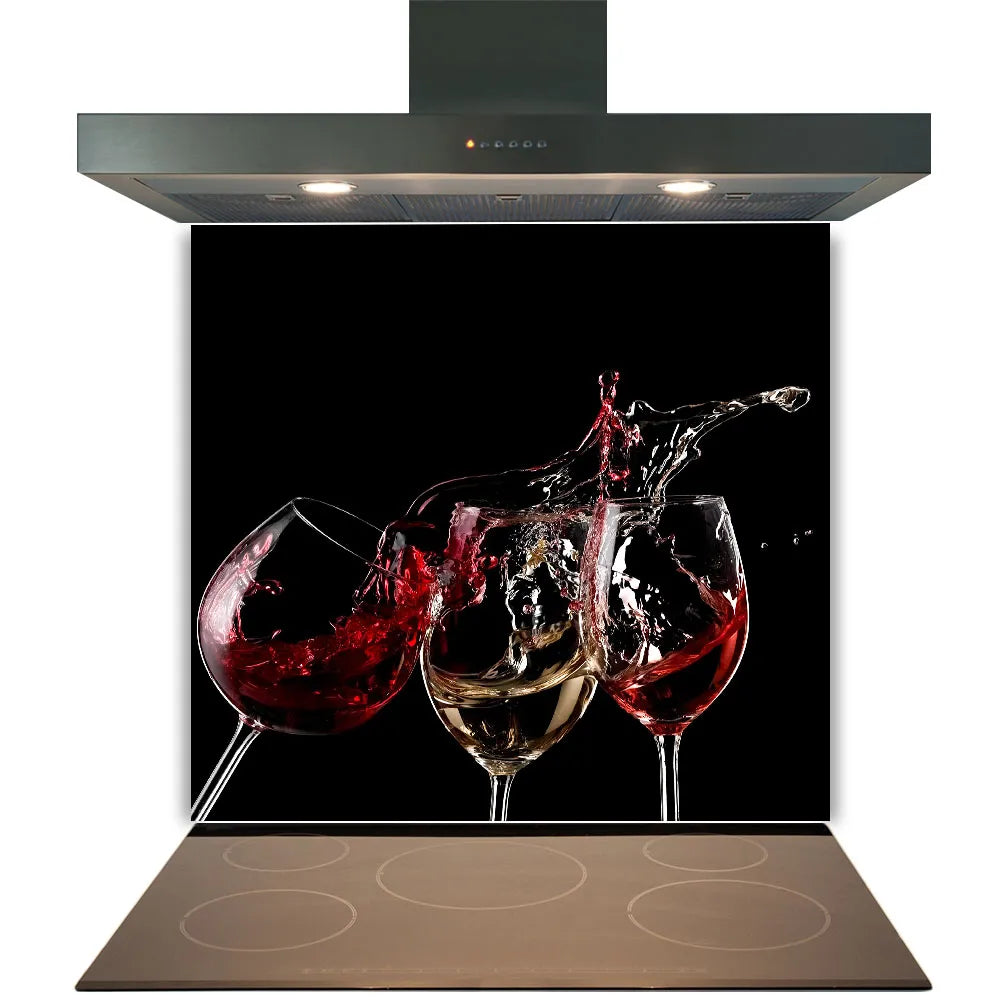 Three Wine Splash Glass Splashback