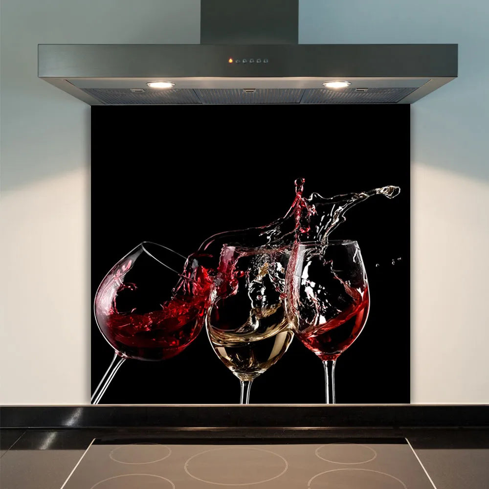 Three Wine Splash Glass Splashback