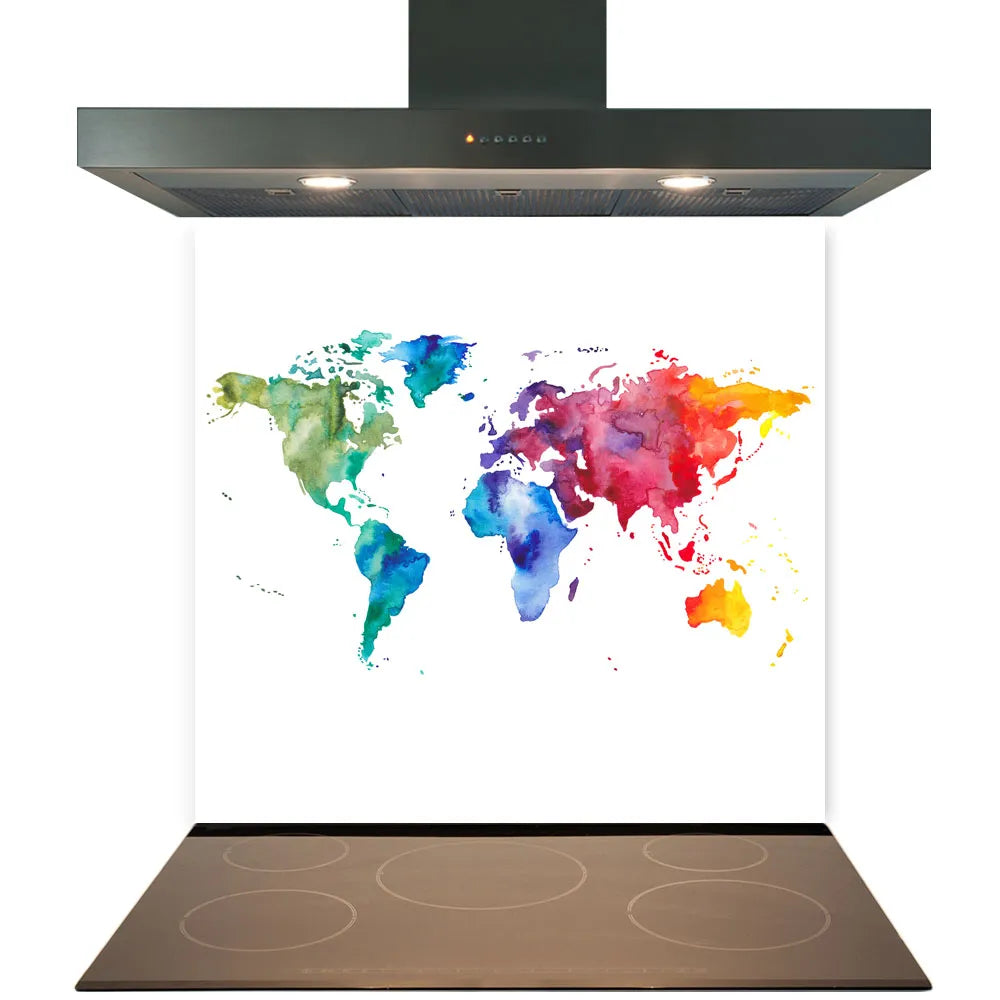 Watercolour World Glass Splashback
