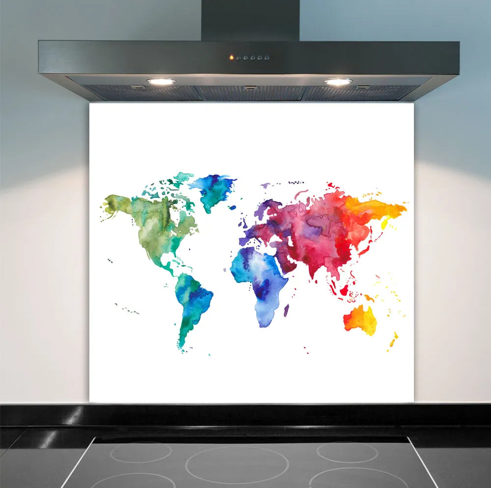 Watercolour World Glass Splashback