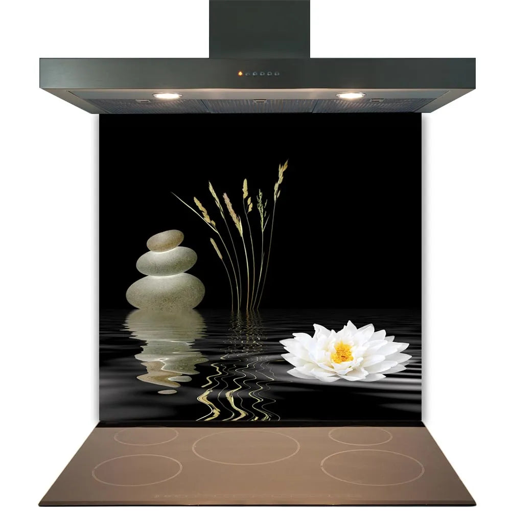 Zen Stone & Lily Glass Splashback