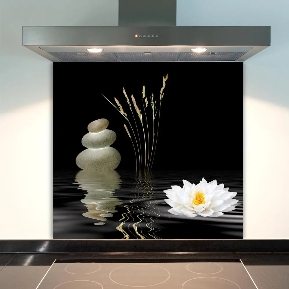 Zen Stone & Lily Glass Splashback