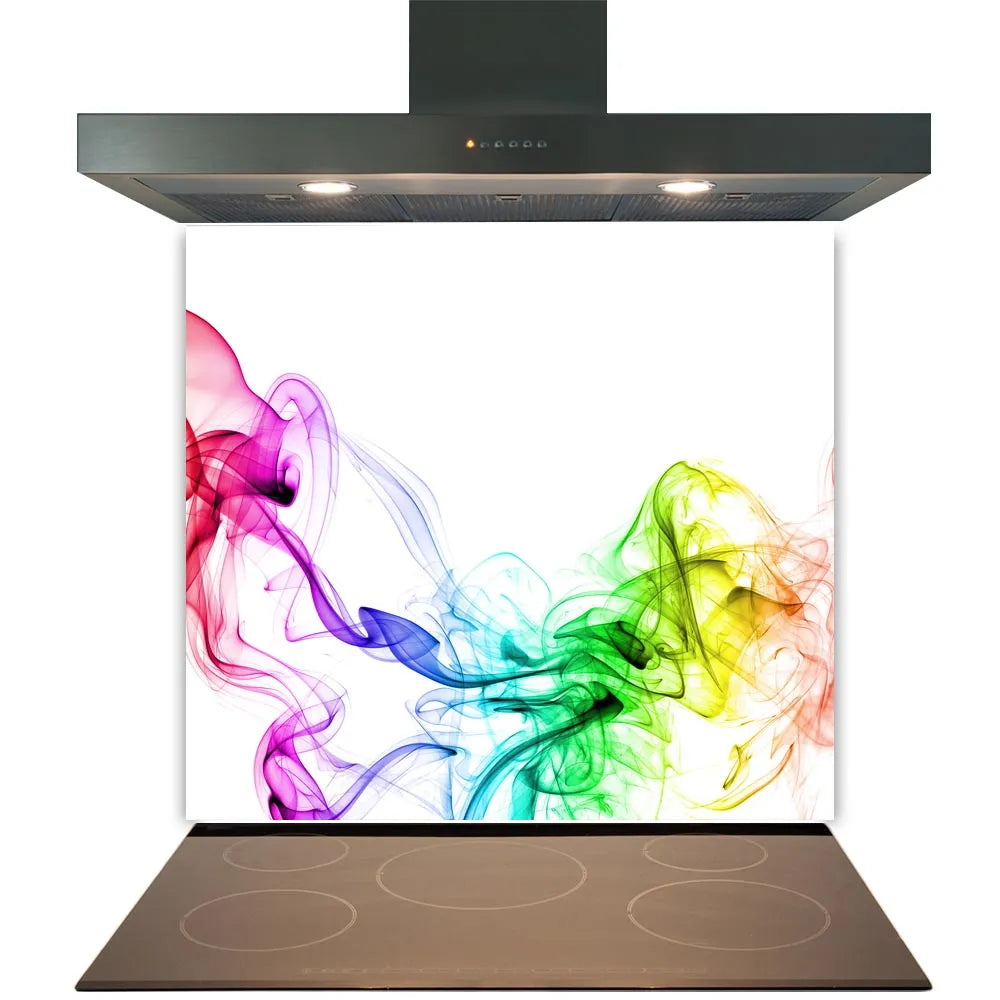 Coloured Smoke White Glass Splashback