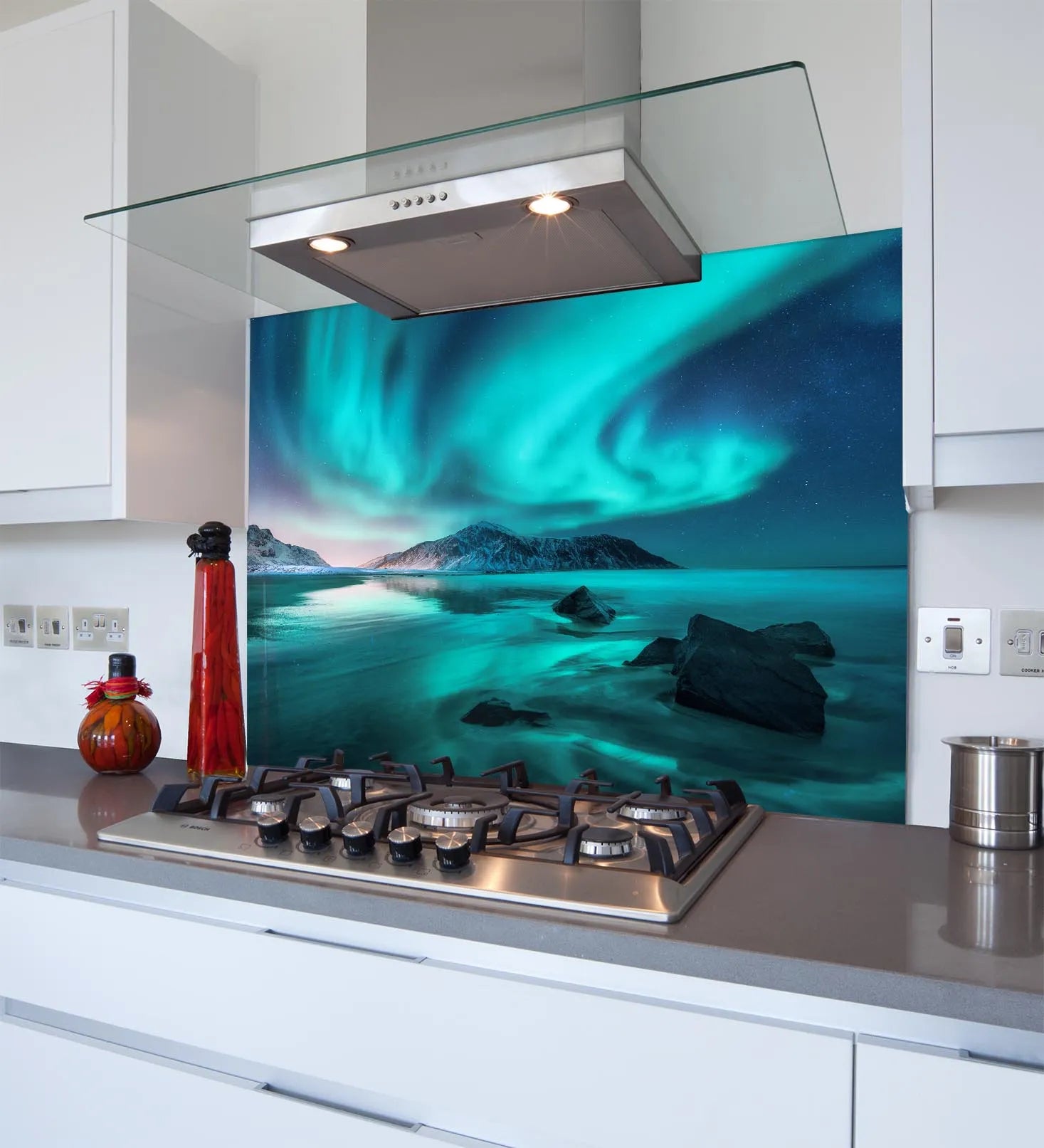 Aurora Blue Glass Splashback