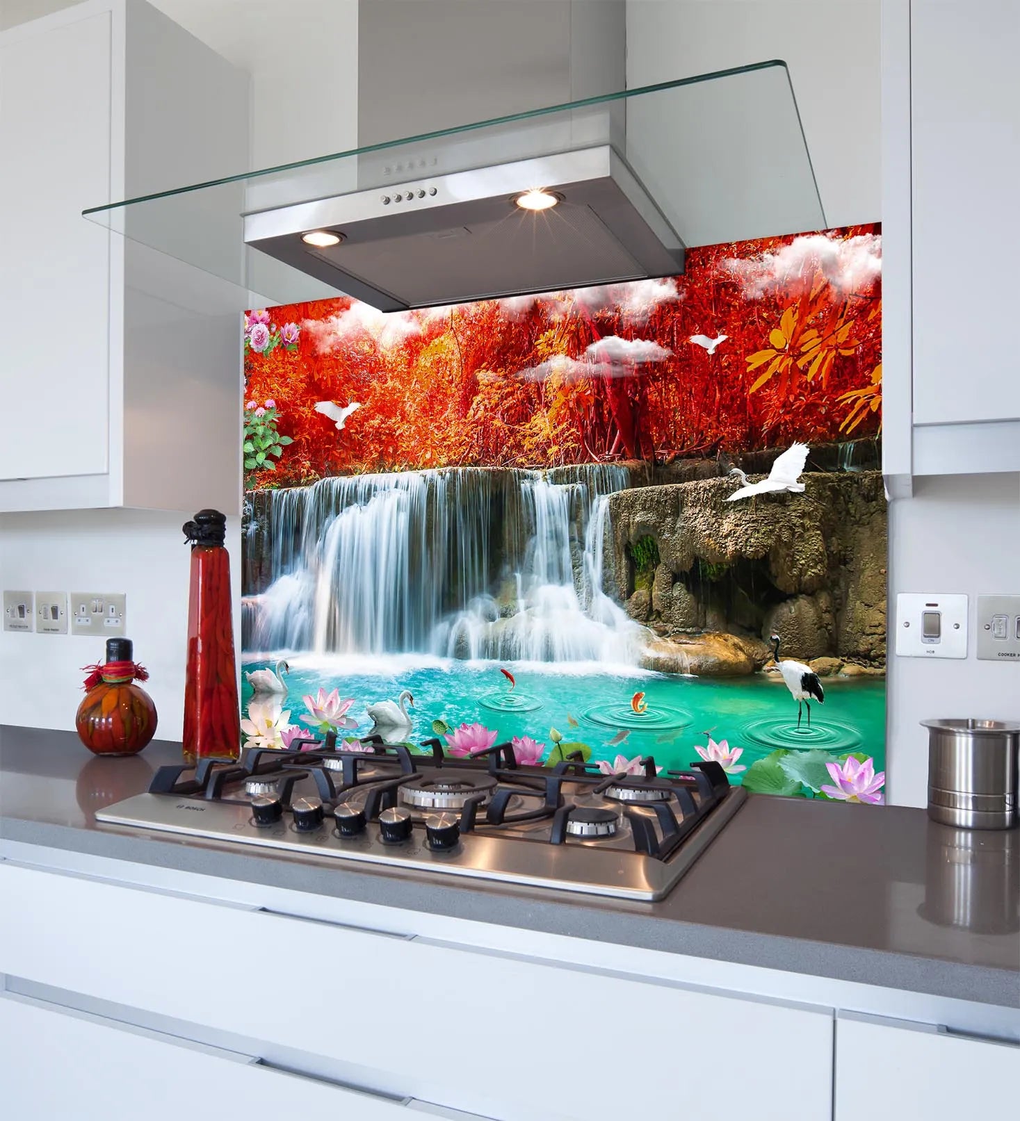 Beautiful Waterfall Glass Splashback