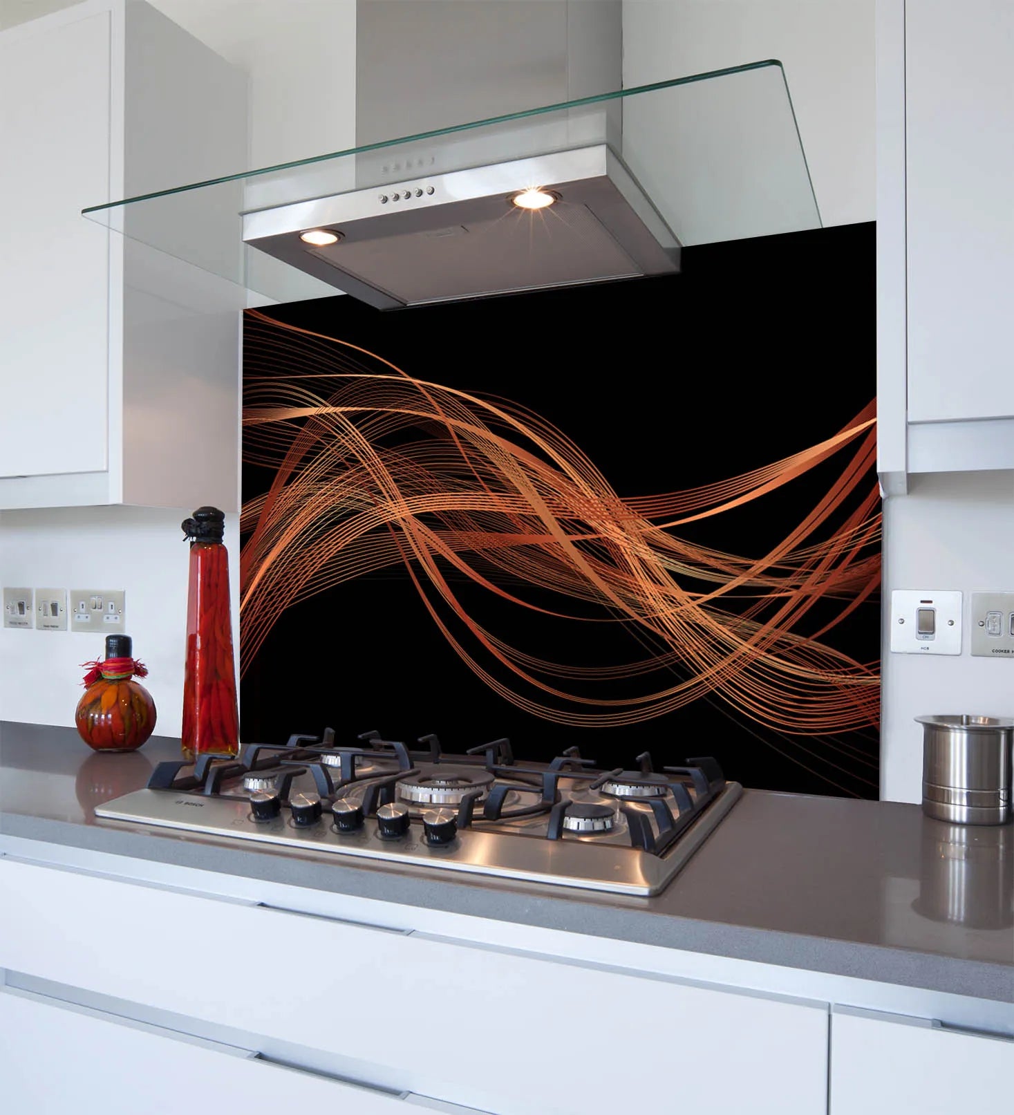 Black Copper Wave Kitchen Splashback
