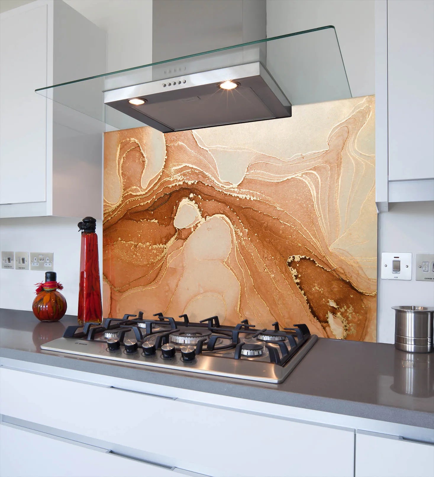 Gold Copper Deluxe Glass Splashback
