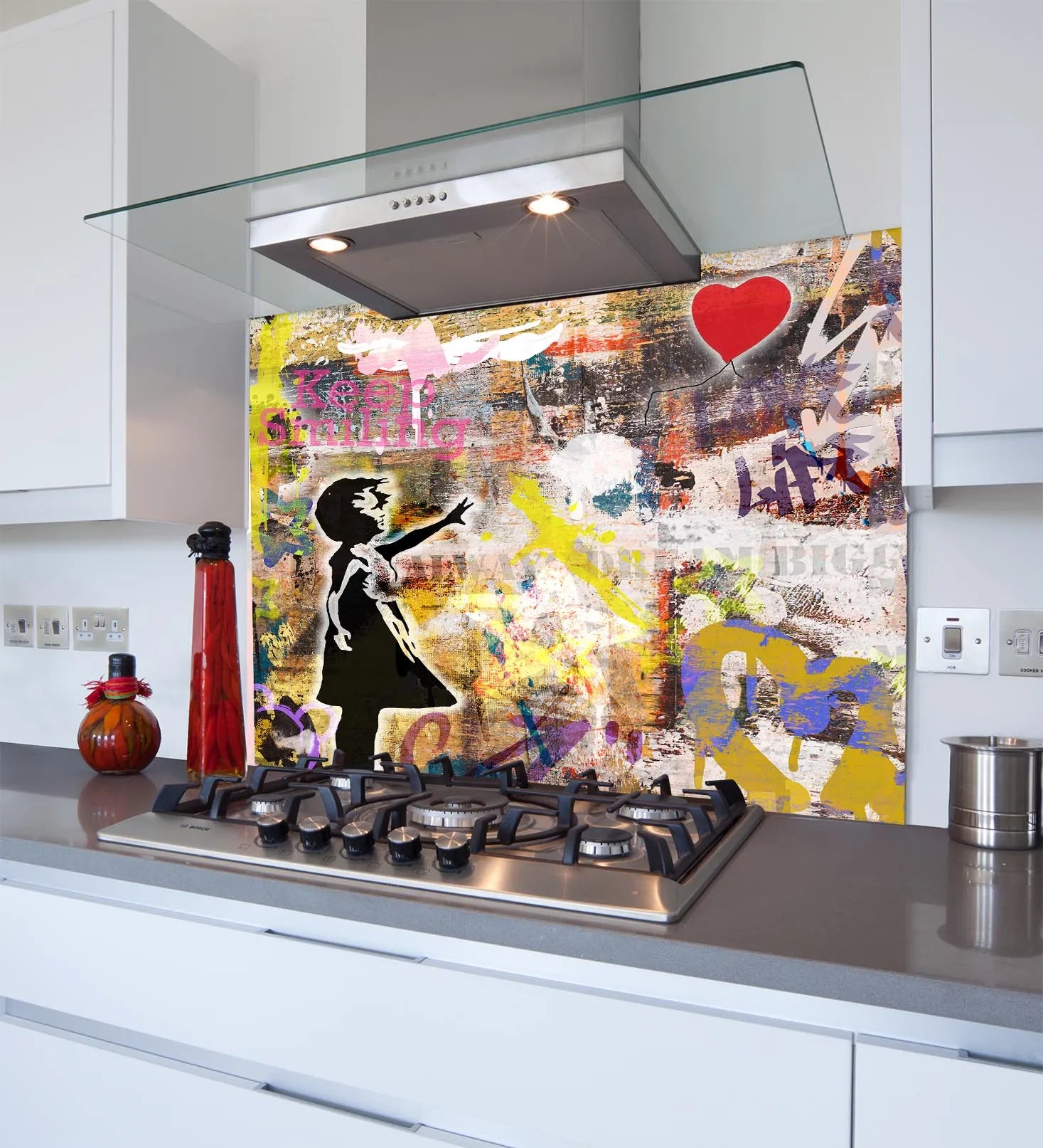 Balloon Girl Glass Splashback