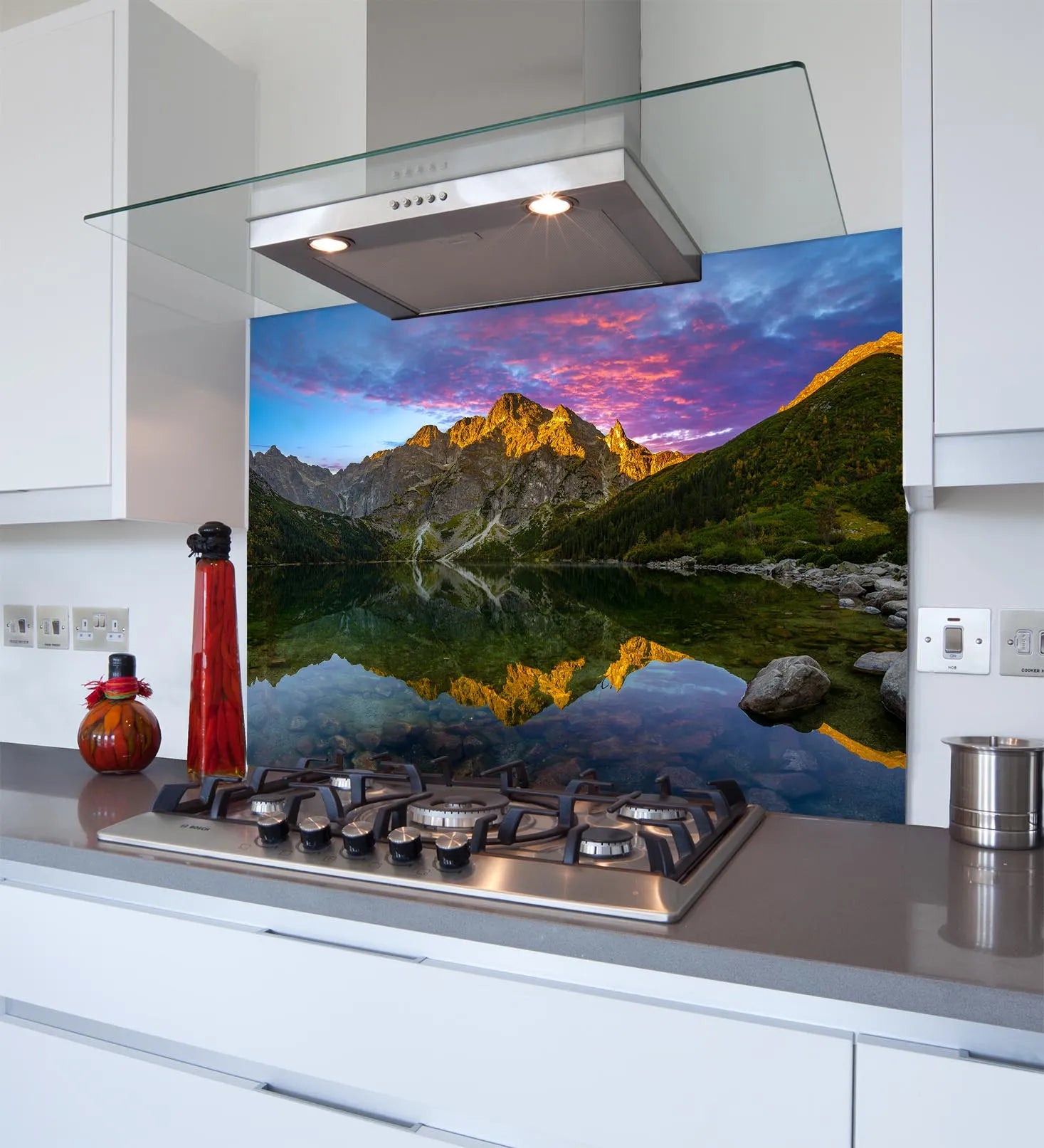 Mountain Sunset Glass Splashback