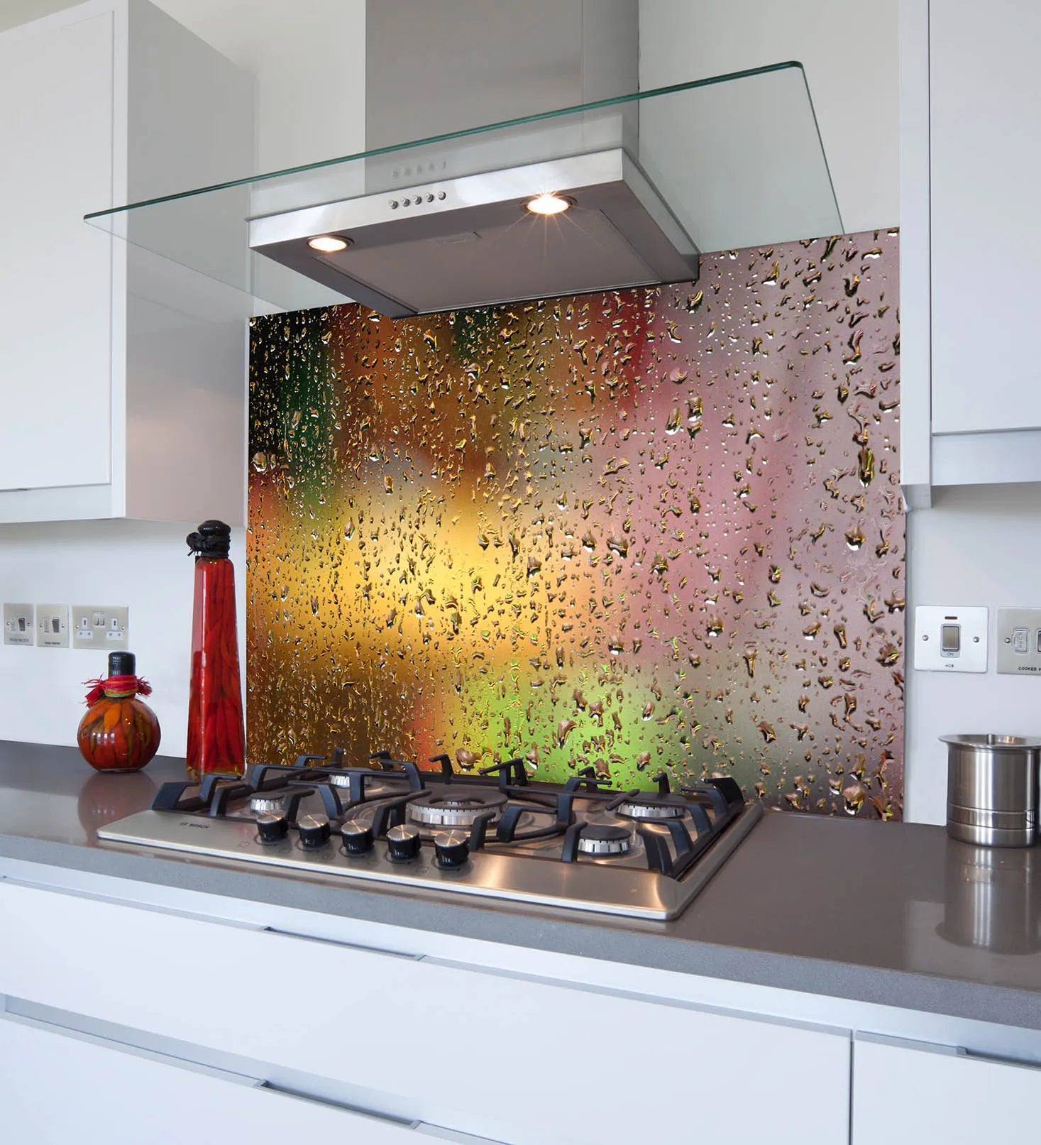 Abstract Rain Glass Splashback