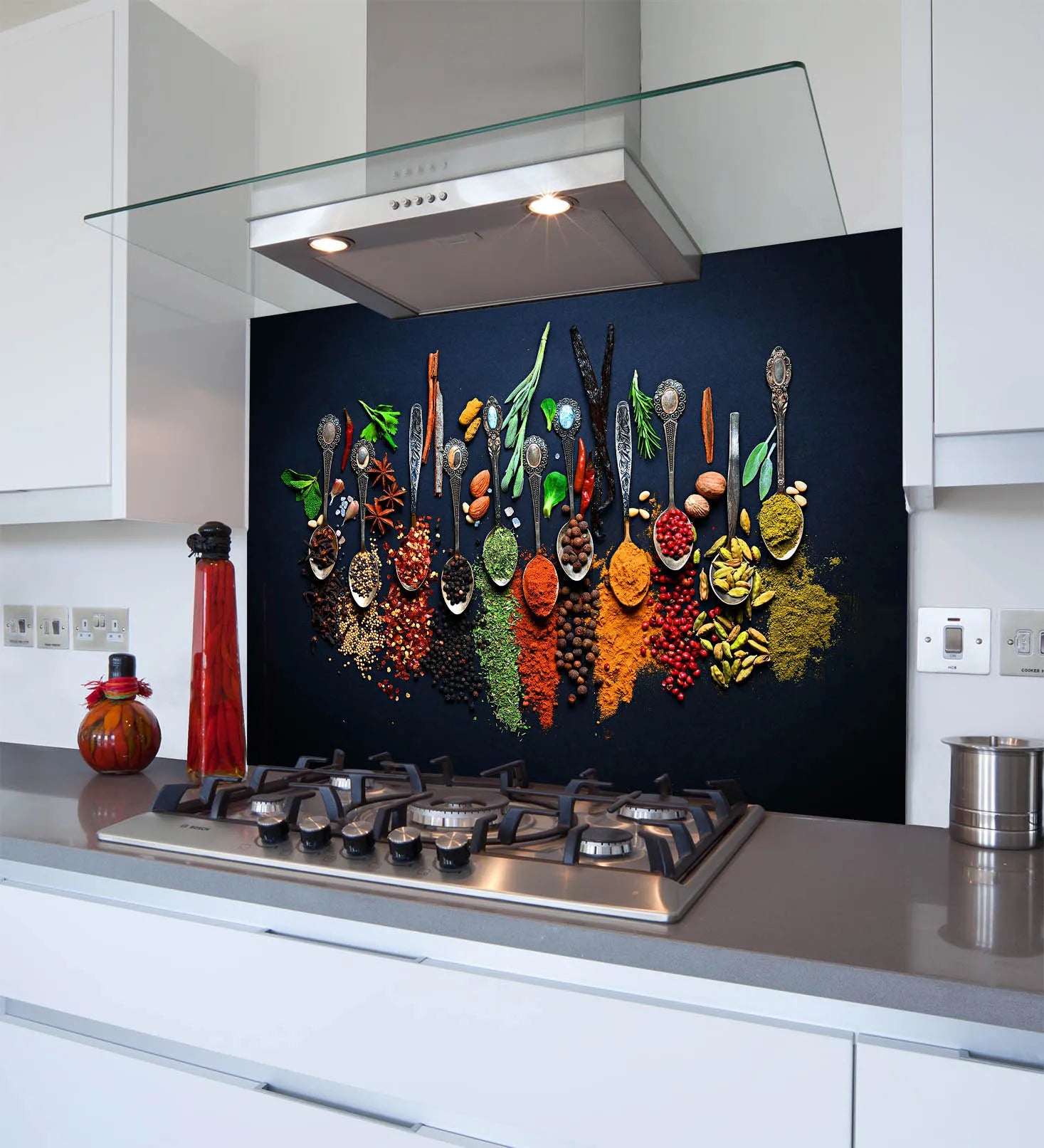 Antique Spices Glass Splashback