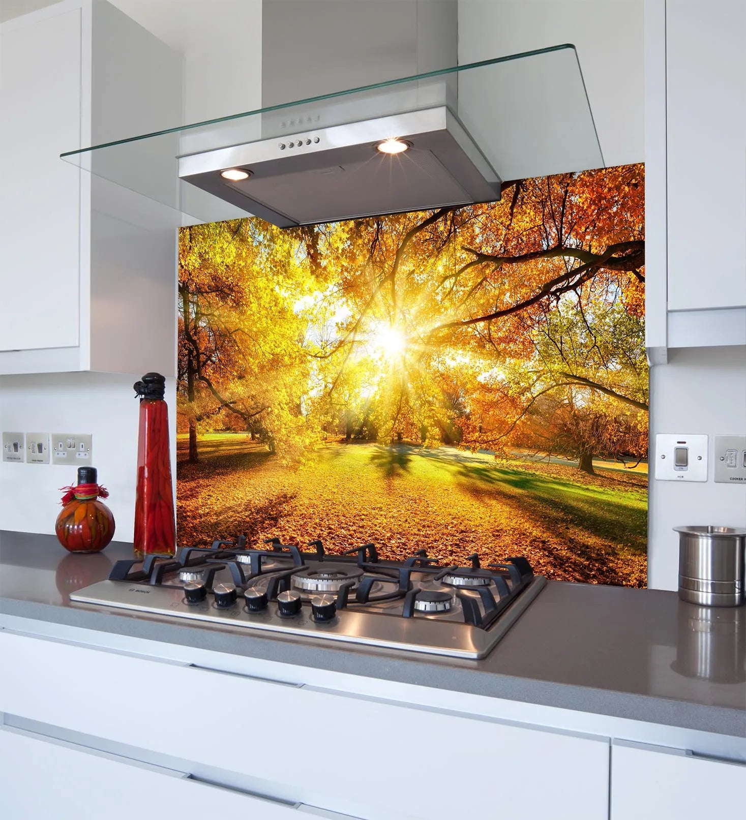 Autumn Sunset Glass Splashback