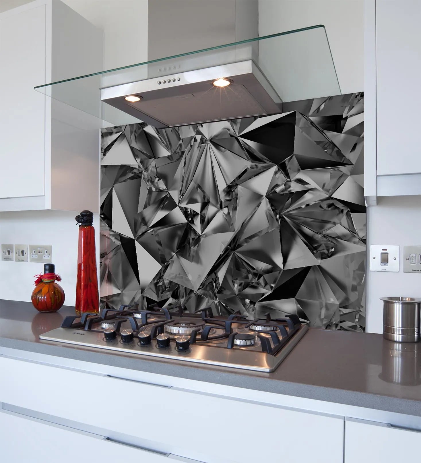 Black Crystal Glass Splashback