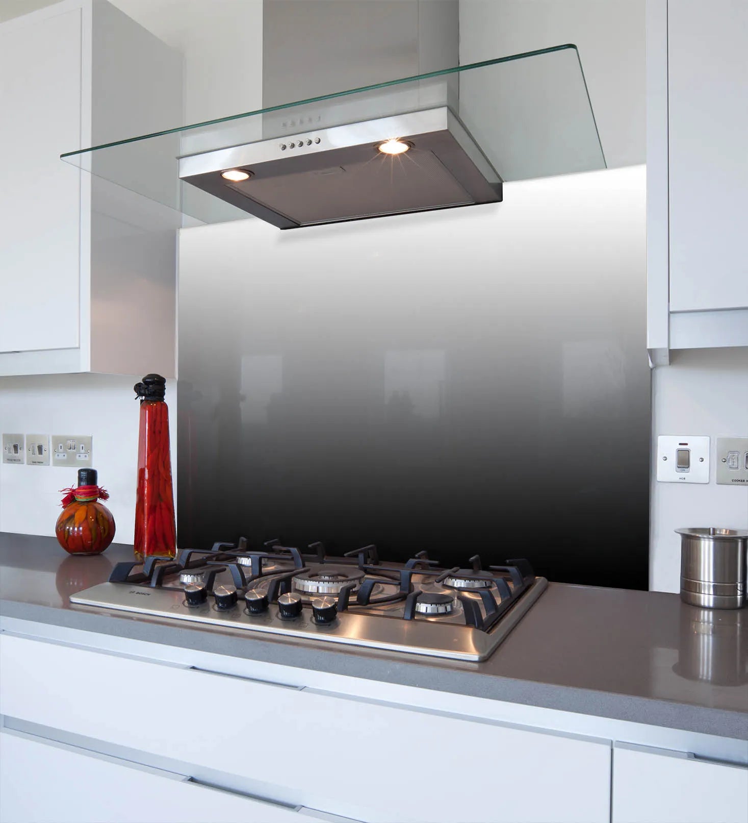 Black Gradient Glass Splashback