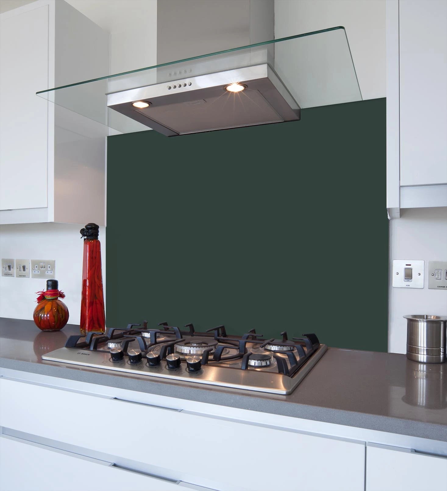 Black Green Glass Splashback