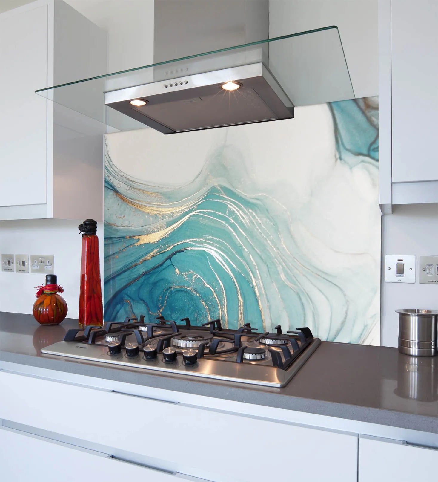 Blue Aqua Deluxe Glass Splashback