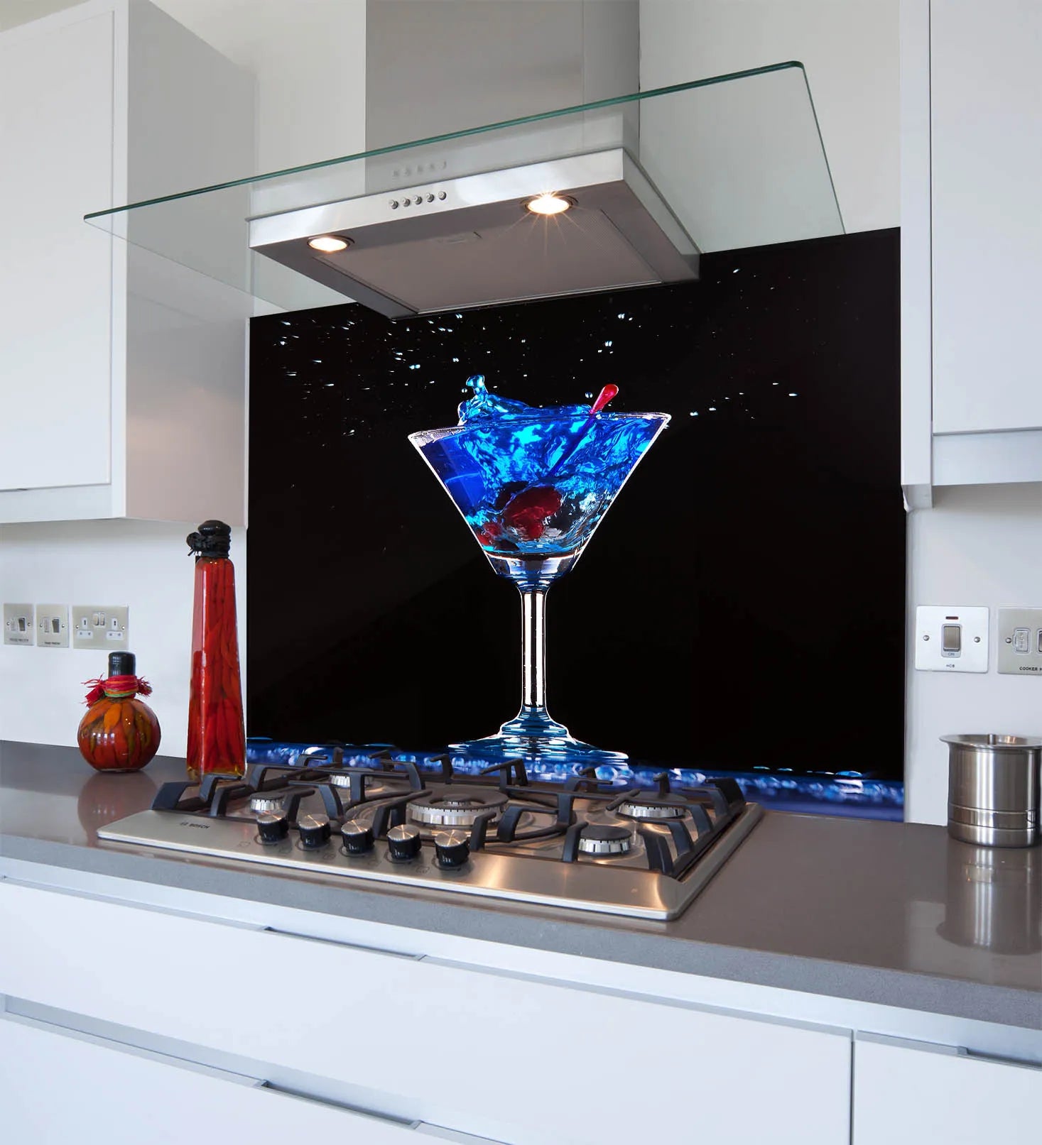 Blue Cocktail Glass Splashback