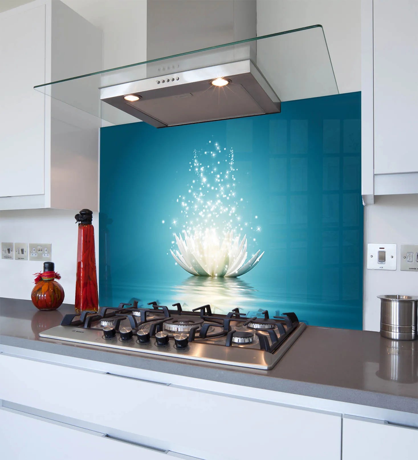 Blue Lotus Glass Splashback