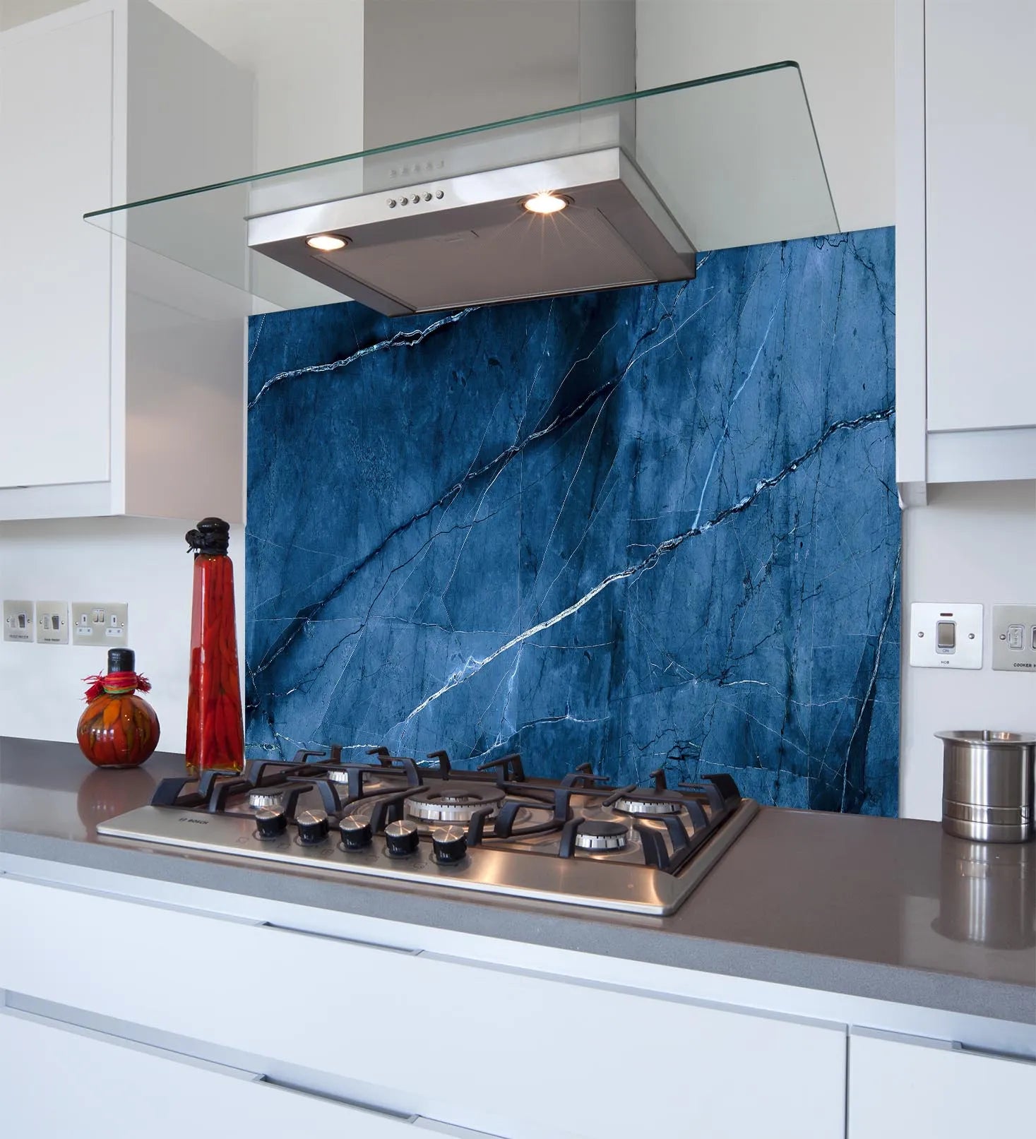 Blue Marble Glass Splashback