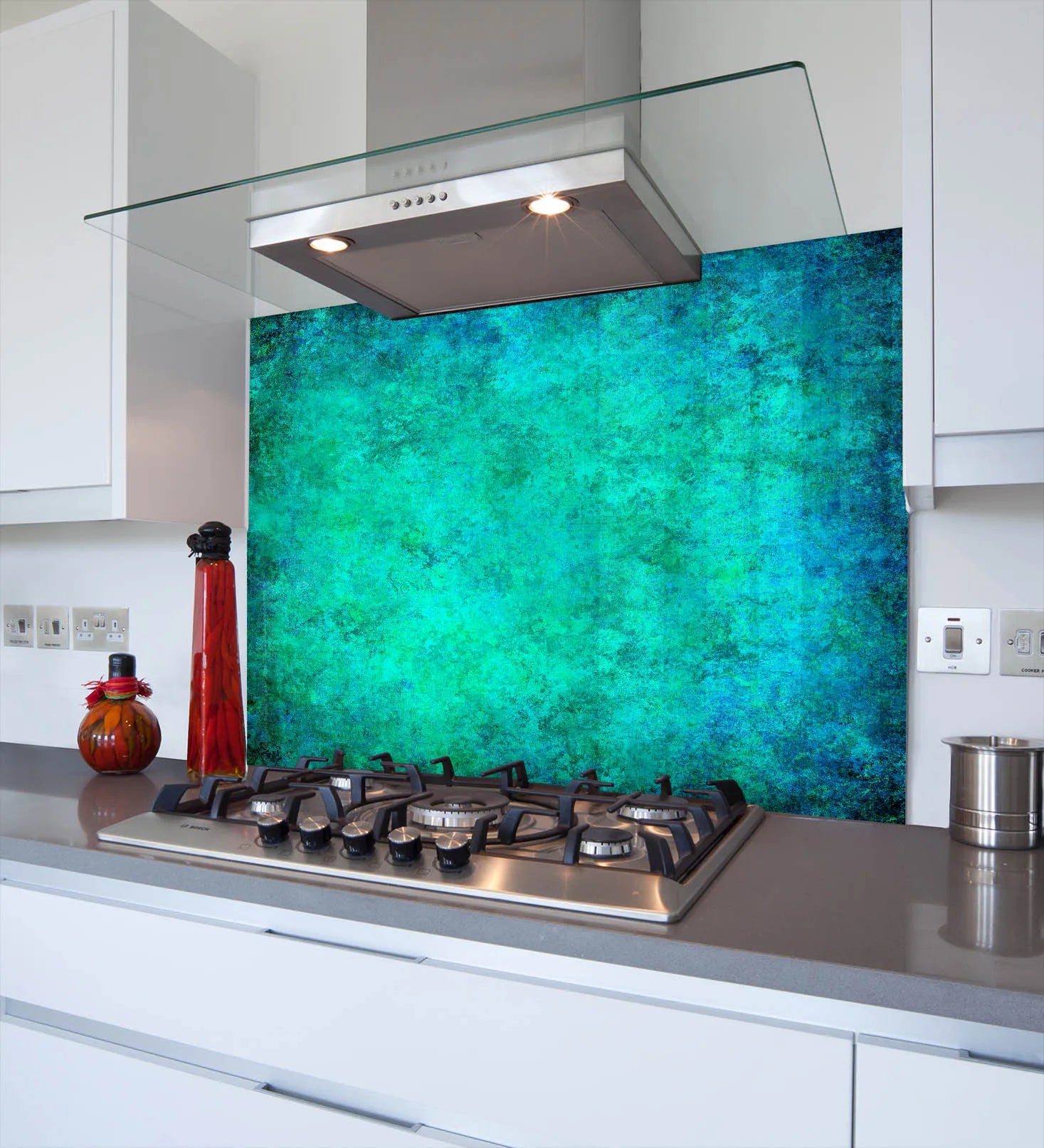 Blue Mottle Glass Splashback