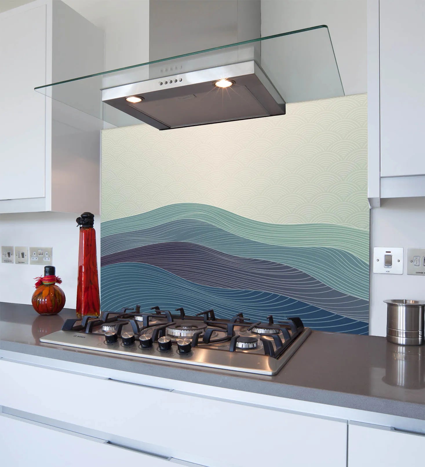 Blue Sea Glass Splashback