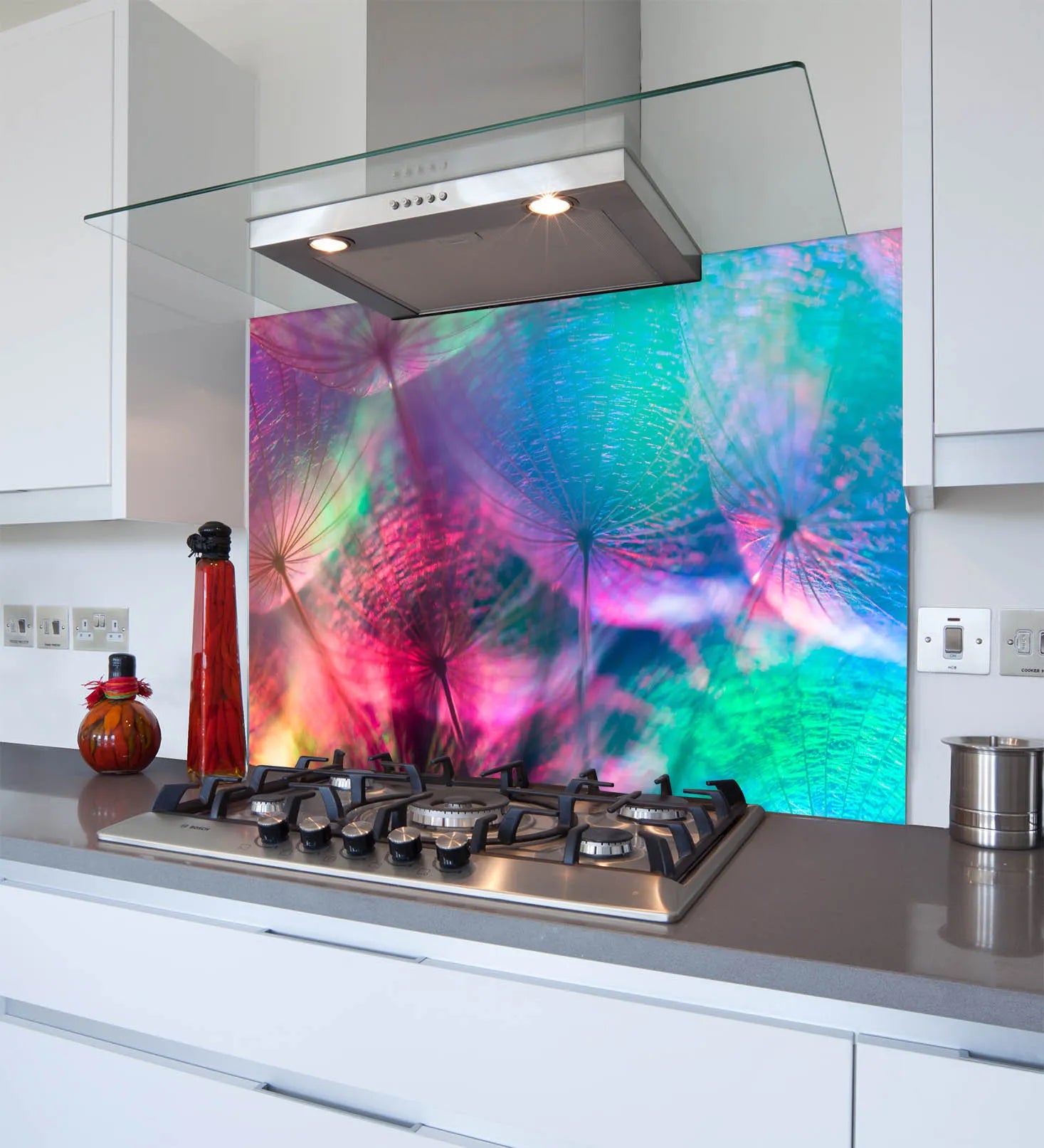Coloured Dandelions Kitchen Splashback