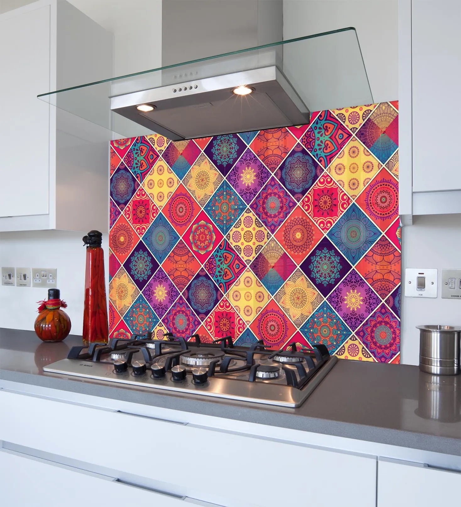 Coloured Mosaic Glass Splashback