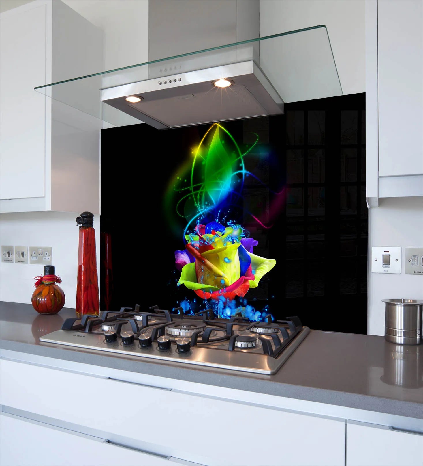 Colourful Rose Kitchen Splashback