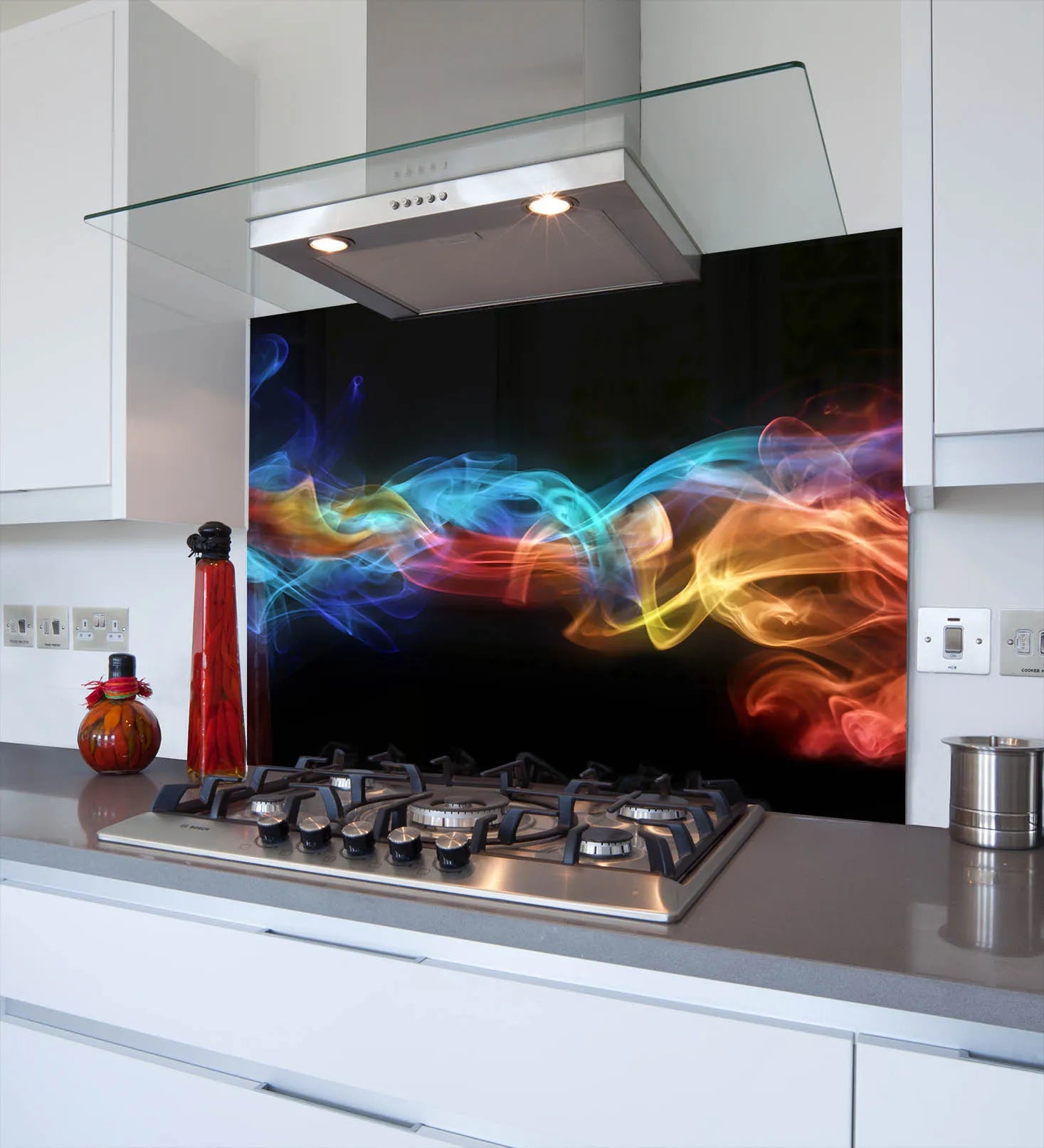 Coloured Smoke Black Glass Splashback