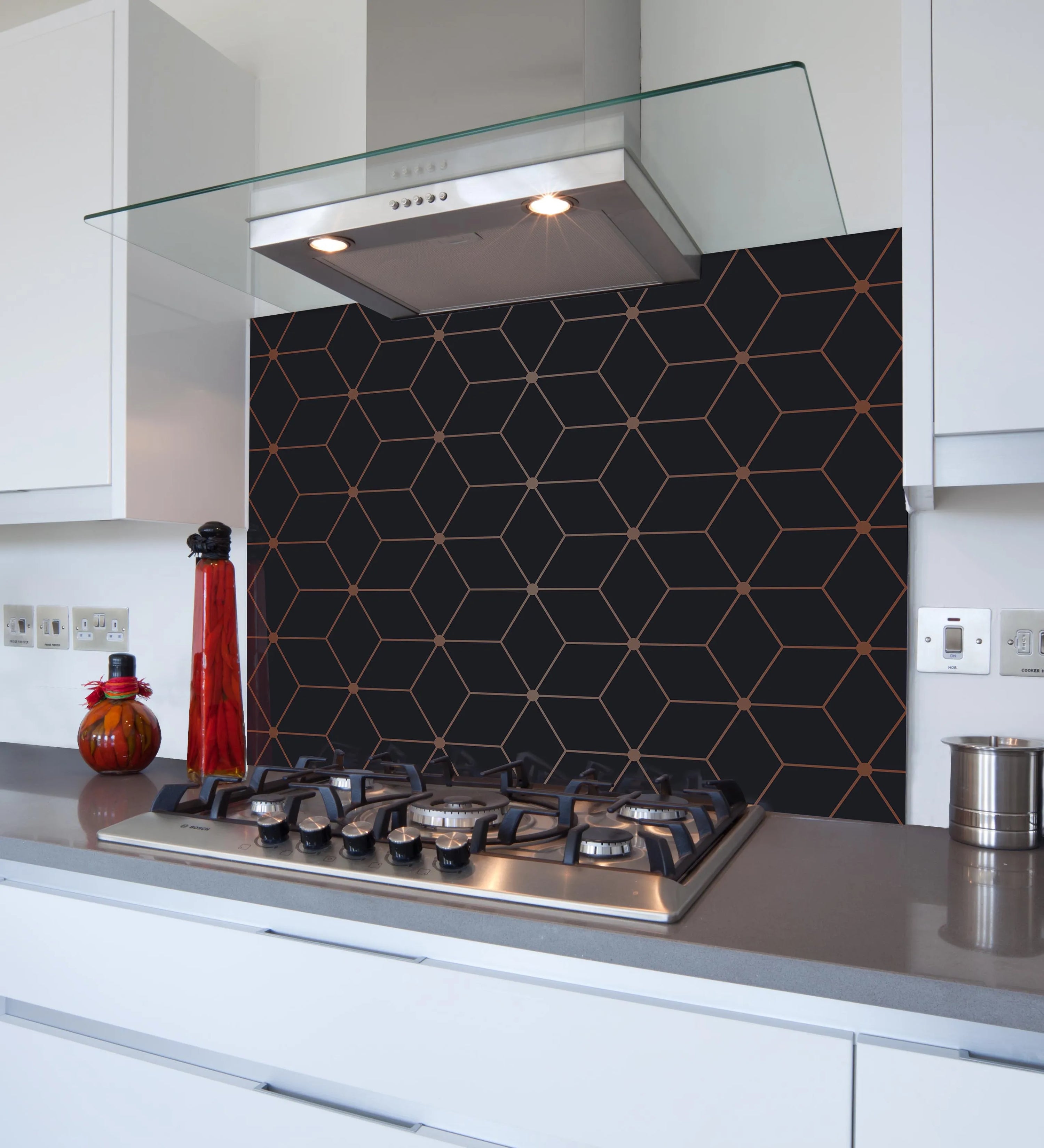 Copper Geometric Glass Splashback
