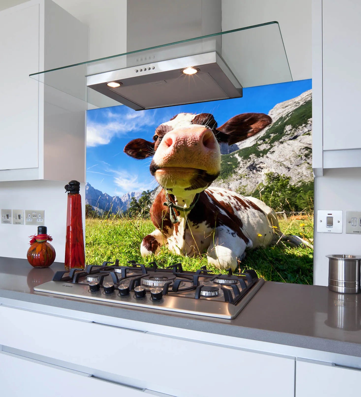 Cow Face Glass Splashback